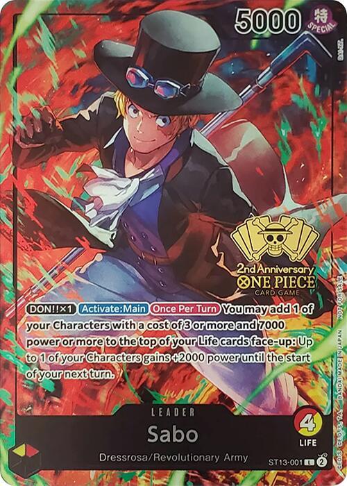 Sabo (2nd Anniversary Tournament) ST13-001 card from One Piece Promotion Cards