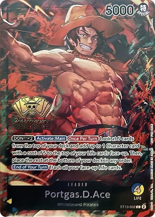 Portgas.D.Ace (2nd Anniversary Tournament) ST13-002 card from One Piece Promotion Cards