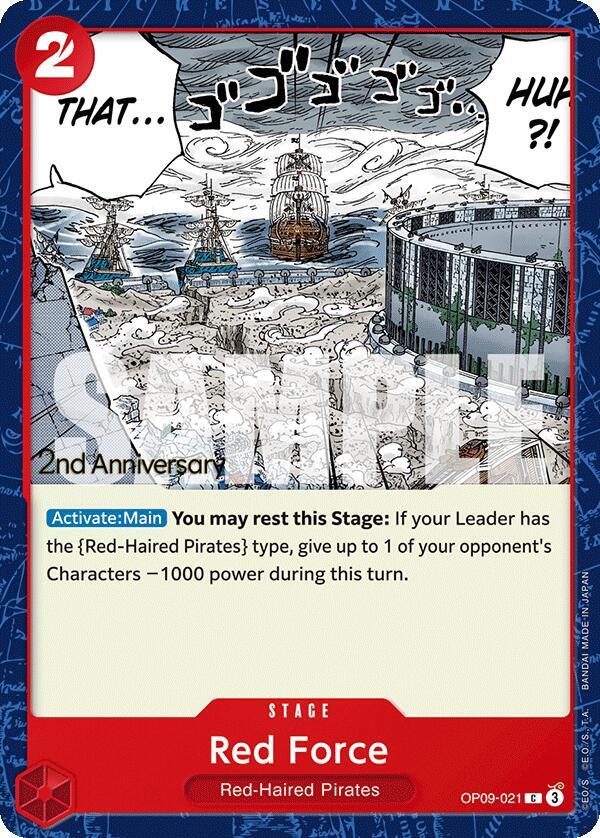 Red Force OP09-021 card from Emperors in the New World: 2nd Anniversary Tournament Cards
