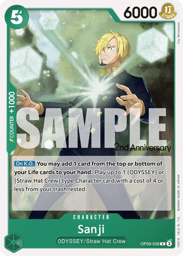 Sanji OP09-028 card from Emperors in the New World: 2nd Anniversary Tournament Cards