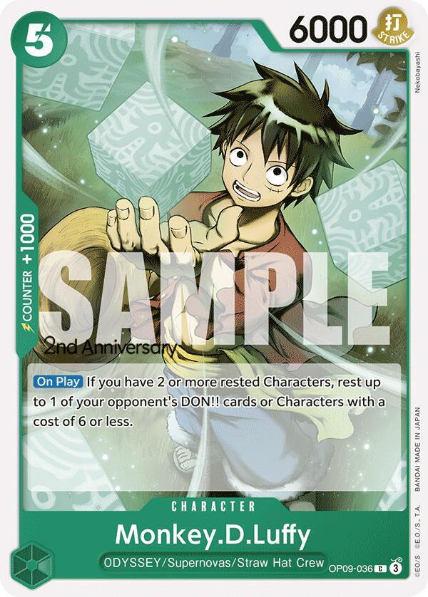 Monkey.D.Luffy OP09-036 card from Emperors in the New World: 2nd Anniversary Tournament Cards