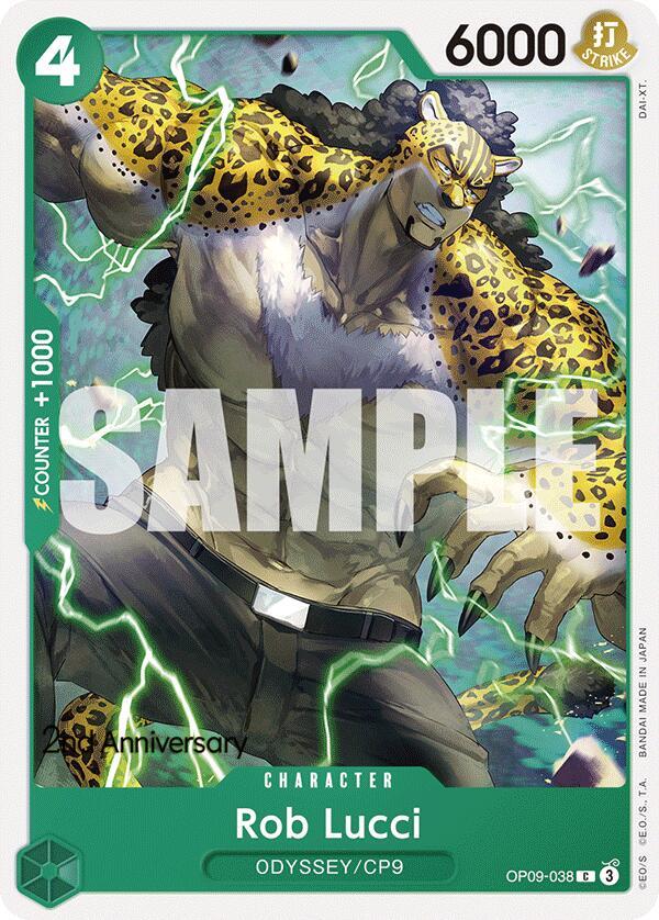 Rob Lucci OP09-038 card from Emperors in the New World: 2nd Anniversary Tournament Cards