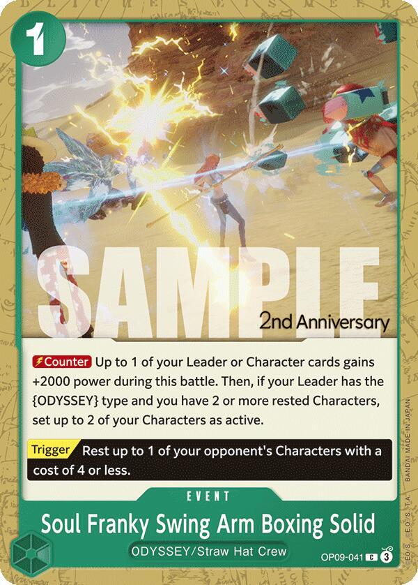Soul Franky Swing Arm Boxing Solid OP09-041 card from Emperors in the New World: 2nd Anniversary Tournament Cards