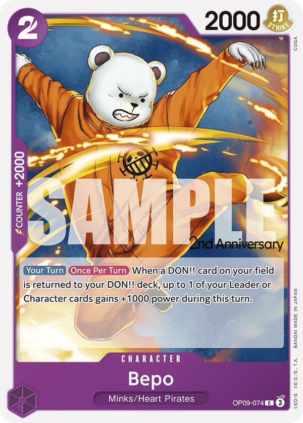 Bepo OP09-074 card from Emperors in the New World: 2nd Anniversary Tournament Cards