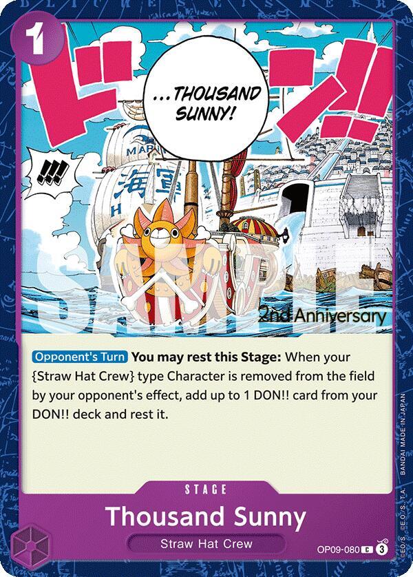 Thousand Sunny OP09-080 card from Emperors in the New World: 2nd Anniversary Tournament Cards