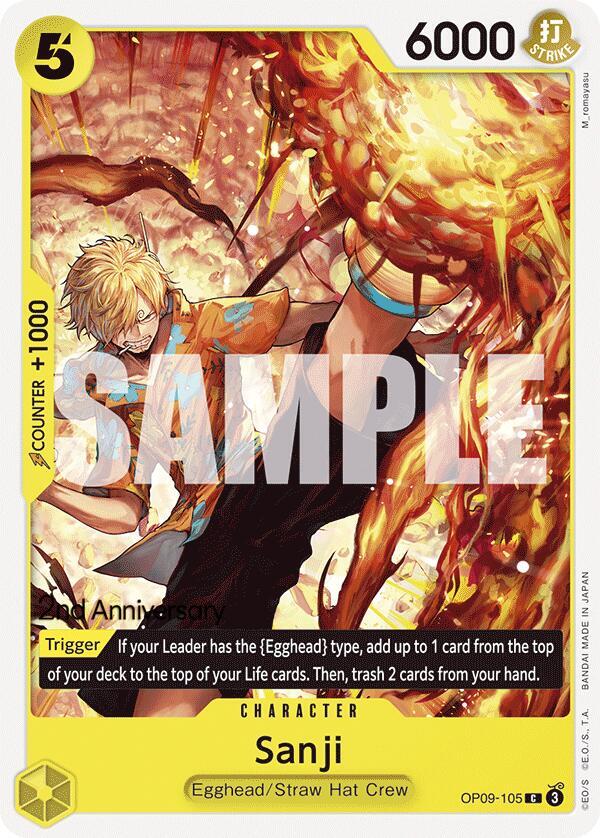 Sanji OP09-105 card from Emperors in the New World: 2nd Anniversary Tournament Cards