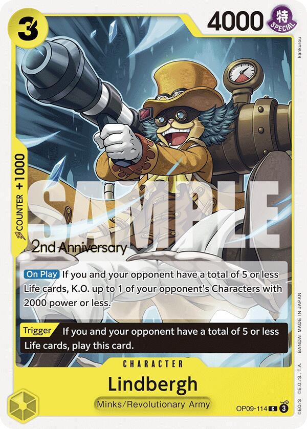 Lindbergh OP09-114 card from Emperors in the New World: 2nd Anniversary Tournament Cards