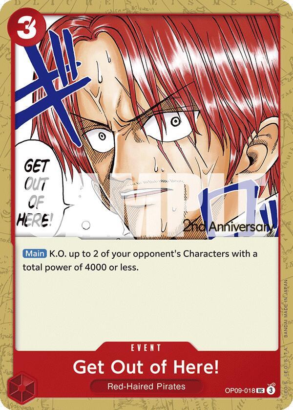 Get Out of Here! OP09-018 card from Emperors in the New World: 2nd Anniversary Tournament Cards