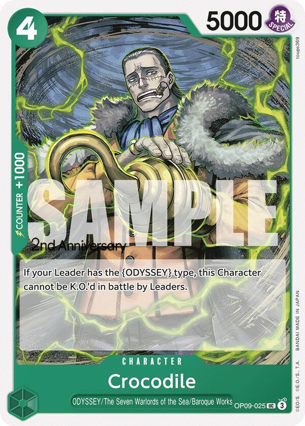 Crocodile OP09-025 card from Emperors in the New World: 2nd Anniversary Tournament Cards