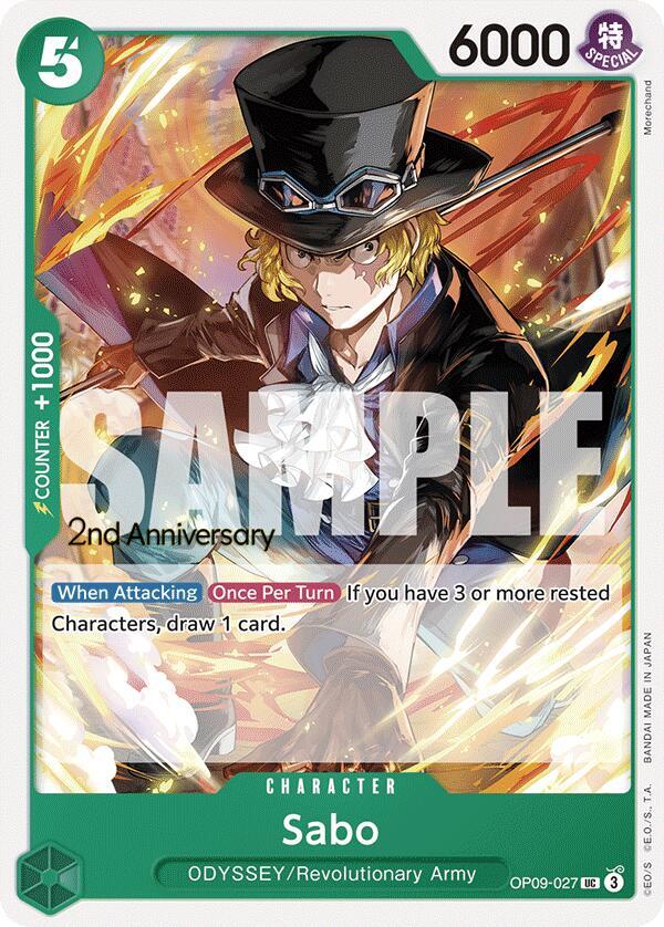 Sabo OP09-027 card from Emperors in the New World: 2nd Anniversary Tournament Cards