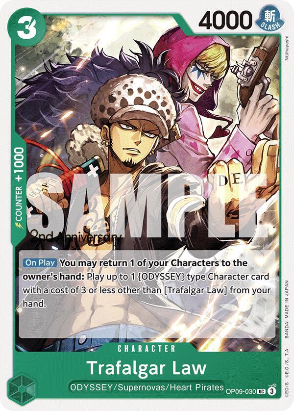 Trafalgar Law OP09-030 card from Emperors in the New World: 2nd Anniversary Tournament Cards