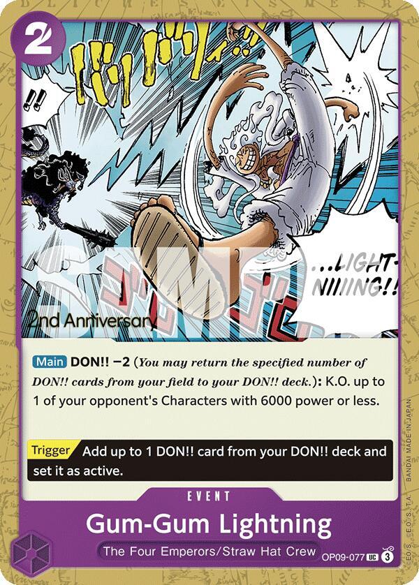 Gum-Gum Lightning OP09-077 card from Emperors in the New World: 2nd Anniversary Tournament Cards