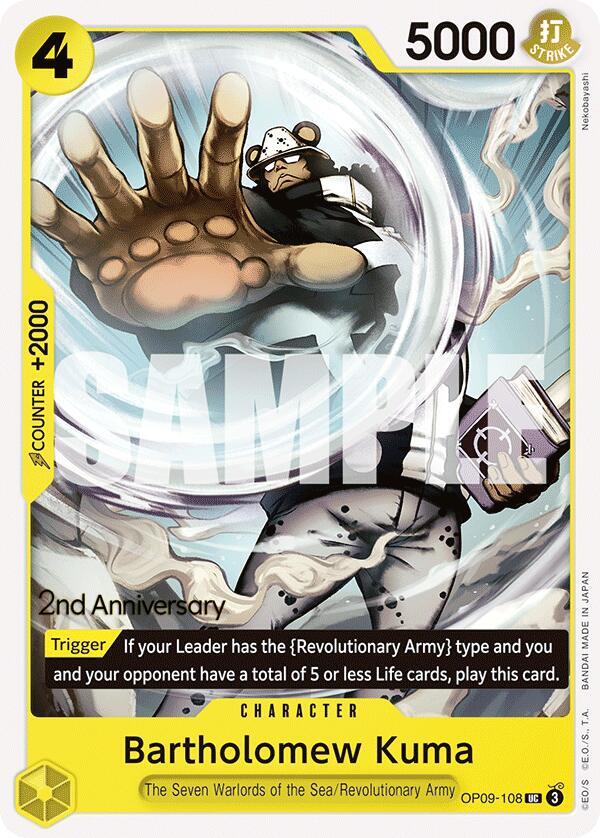 Bartholomew Kuma OP09-108 card from Emperors in the New World: 2nd Anniversary Tournament Cards