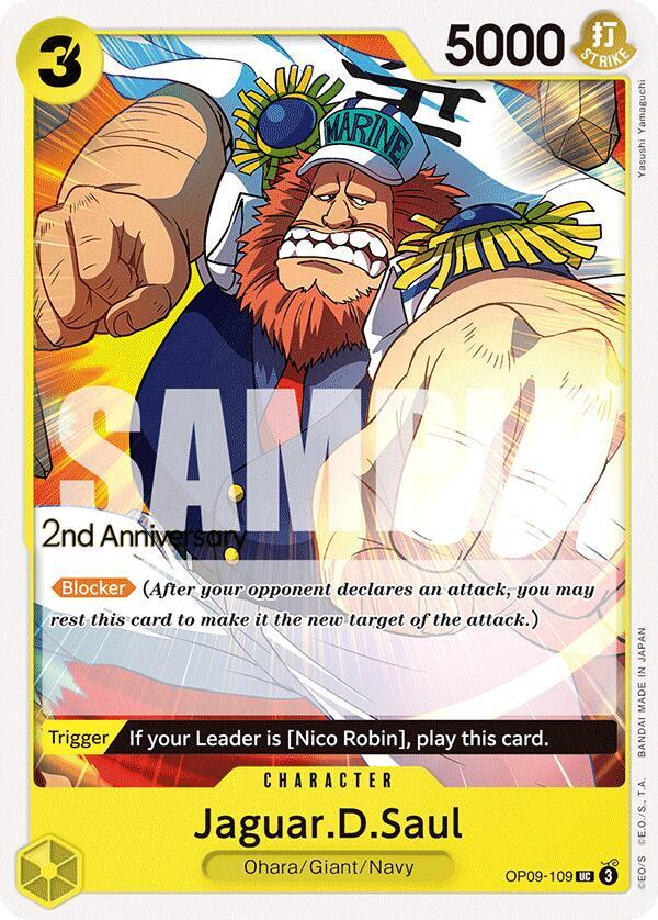 Jaguar.D.Saul OP09-109 card from Emperors in the New World: 2nd Anniversary Tournament Cards