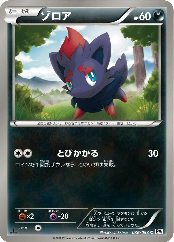 Zorua 036/053 card from BW1: White Collection