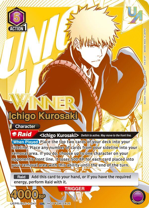 Ichigo Kurosaki (Winner) UEPR/BLC-1-041 card from Union Arena Promotion Cards