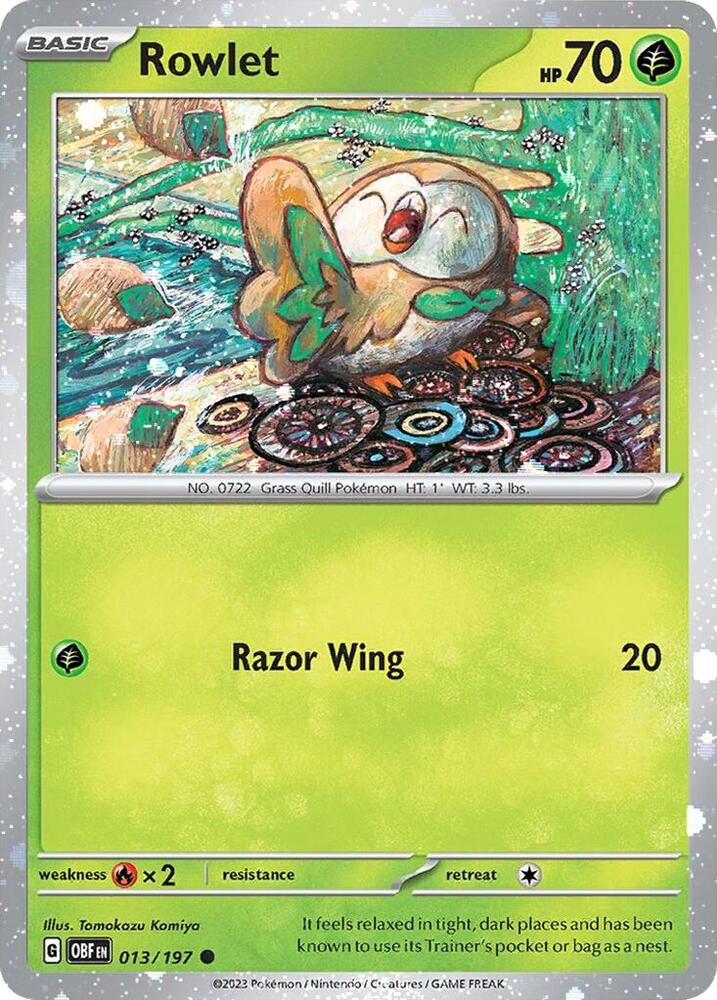 Rowlet (Cosmos Holo) 013/197 card from Miscellaneous Cards & Products