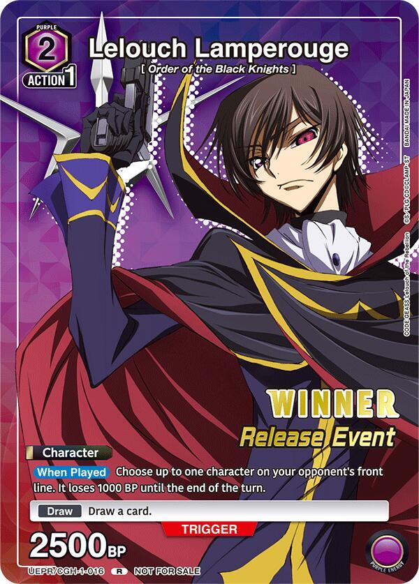 Lelouch Lamperouge (Release Event Winner) UEPR/CGH-1-016 card from UE04BT: CODE GEASS: Lelouch of the Rebellion Release Event Cards
