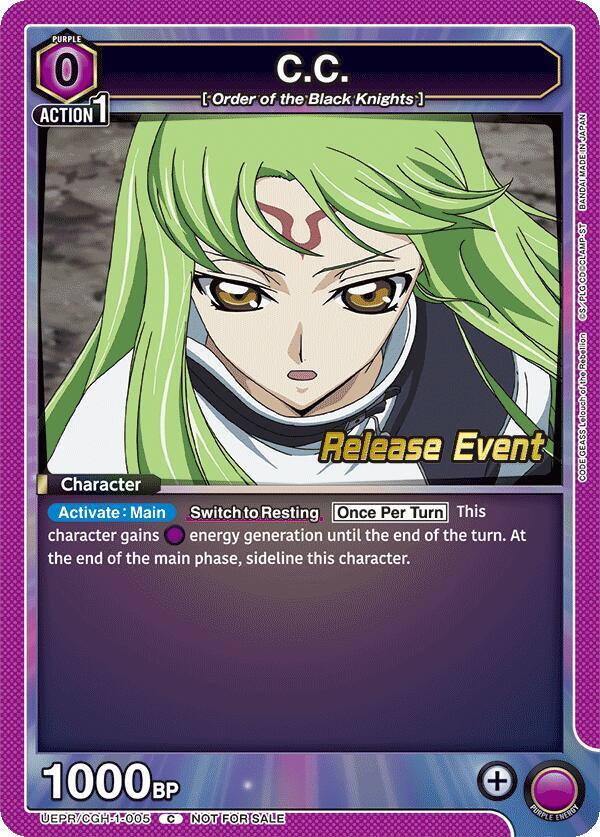 C.C. UEPR/CGH-1-005 card from UE04BT: CODE GEASS: Lelouch of the Rebellion Release Event Cards