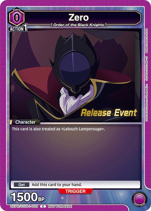 Zero UEPR/CGH-1-009 card from UE04BT: CODE GEASS: Lelouch of the Rebellion Release Event Cards
