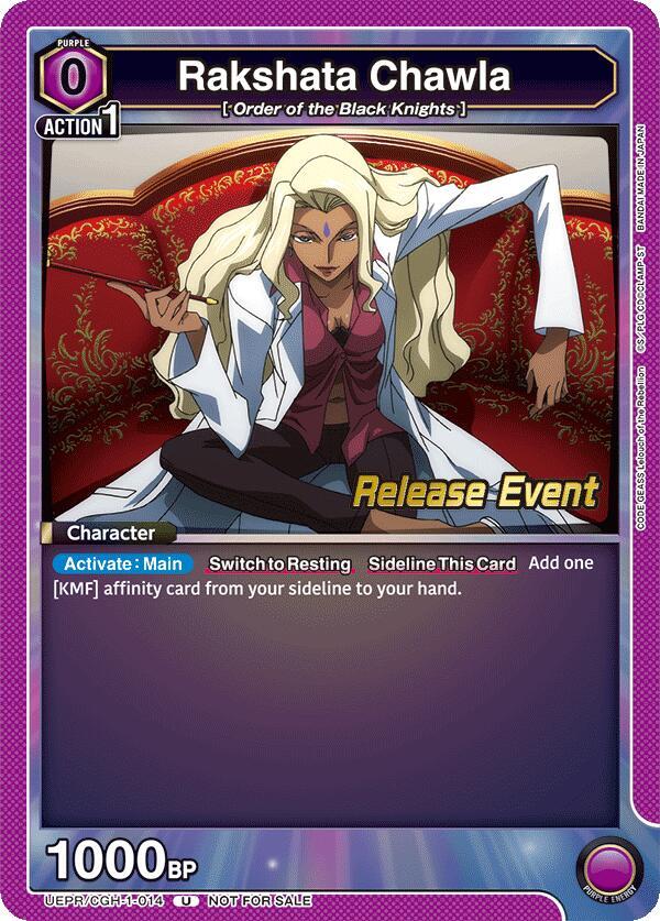 Rakshata Chawla UEPR/CGH-1-014 card from UE04BT: CODE GEASS: Lelouch of the Rebellion Release Event Cards