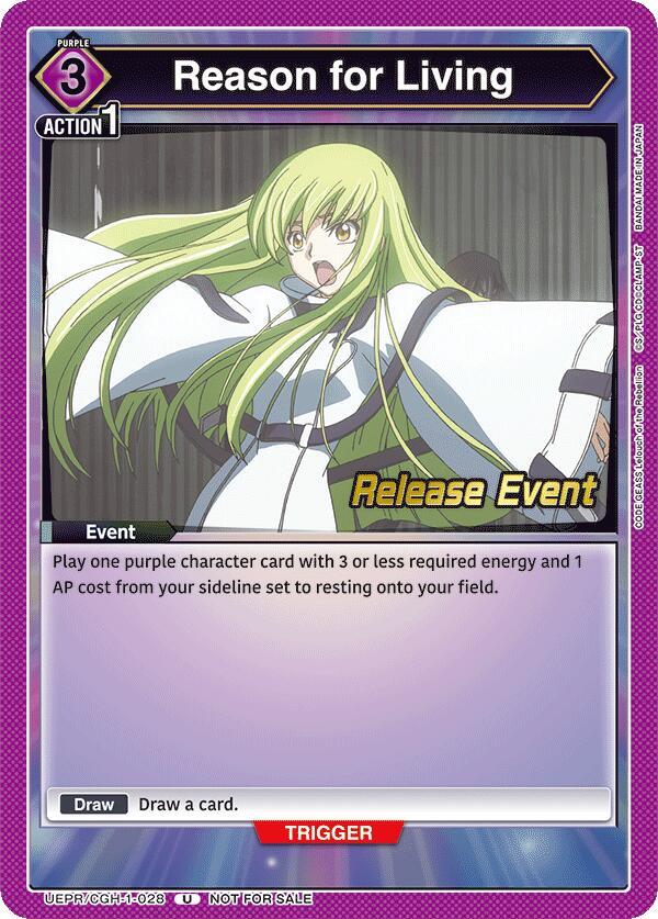 Reason for Living UEPR/CGH-1-028 card from UE04BT: CODE GEASS: Lelouch of the Rebellion Release Event Cards
