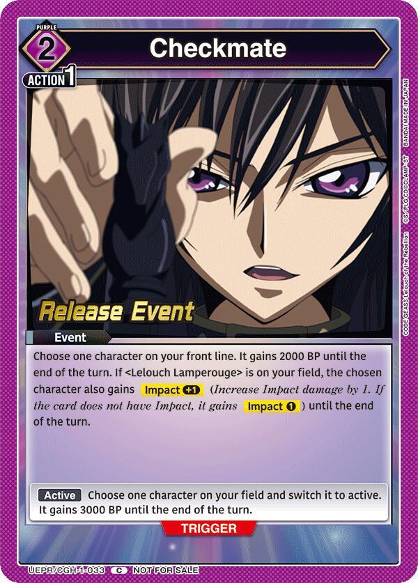 Checkmate UEPR/CGH-1-033 card from UE04BT: CODE GEASS: Lelouch of the Rebellion Release Event Cards
