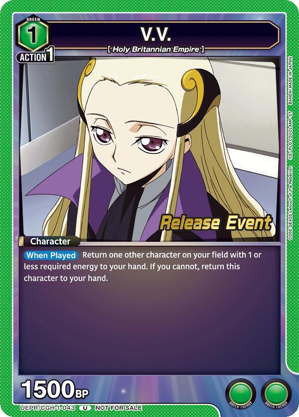 V.V. UEPR/CGH-1-043 card from UE04BT: CODE GEASS: Lelouch of the Rebellion Release Event Cards