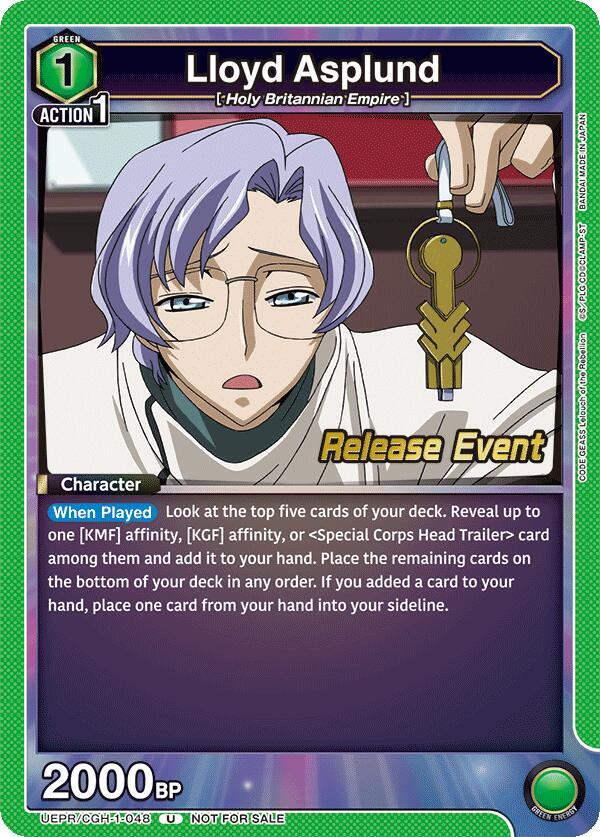 Lloyd Asplund UEPR/CGH-1-048 card from UE04BT: CODE GEASS: Lelouch of the Rebellion Release Event Cards