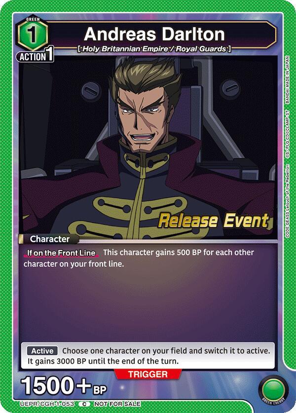 Andreas Darlton UEPR/CGH-1-053 card from UE04BT: CODE GEASS: Lelouch of the Rebellion Release Event Cards