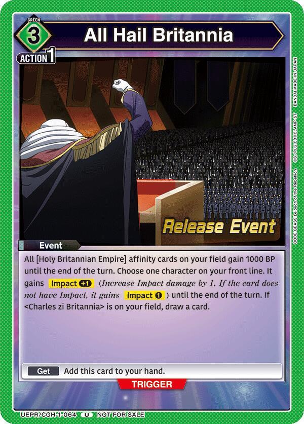 All Hail Britannia UEPR/CGH-1-064 card from UE04BT: CODE GEASS: Lelouch of the Rebellion Release Event Cards