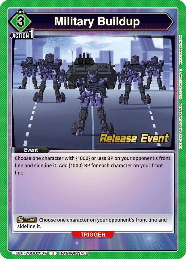Military Buildup UEPR/CGH-1-067 card from UE04BT: CODE GEASS: Lelouch of the Rebellion Release Event Cards