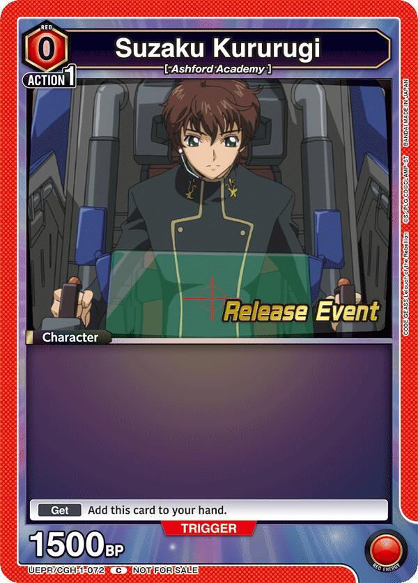 Suzaku Kururugi UEPR/CGH-1-072 card from UE04BT: CODE GEASS: Lelouch of the Rebellion Release Event Cards