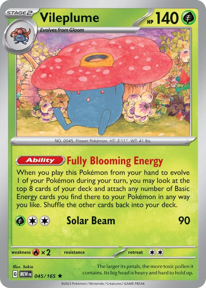 Vileplume (Scarlet and Violet: 151) 045/165 card from Deck Exclusives