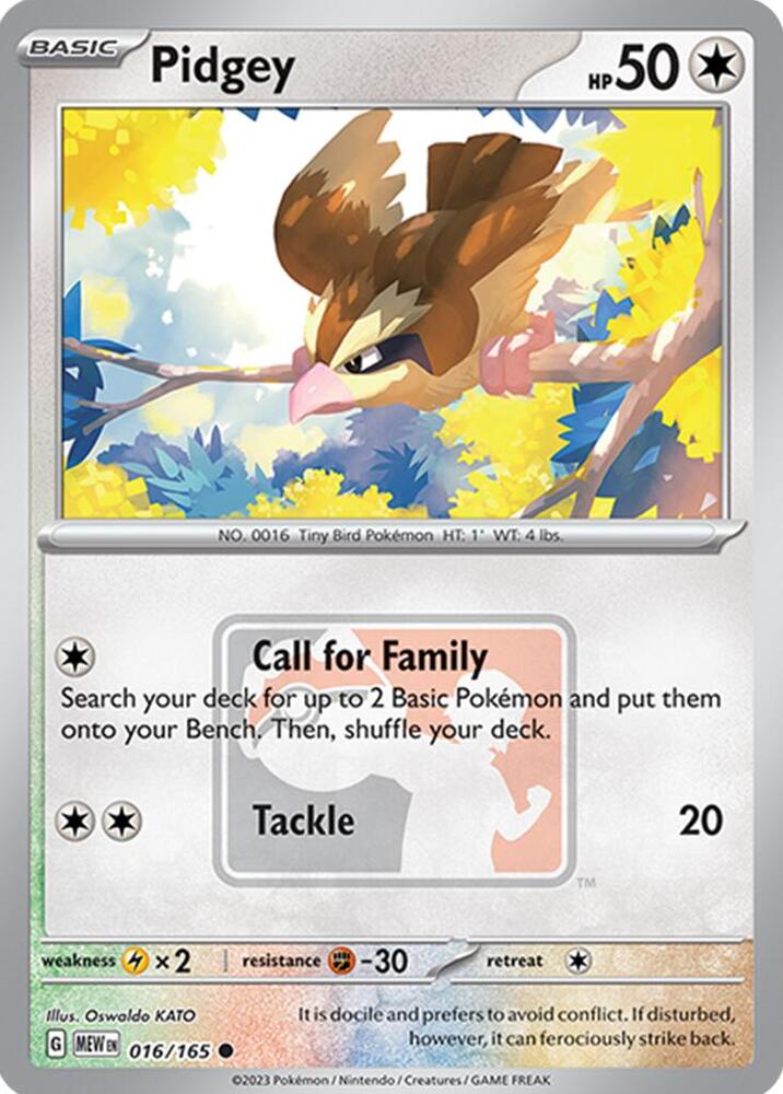 Pidgey (League Promo) 016/165 card from League & Championship Cards