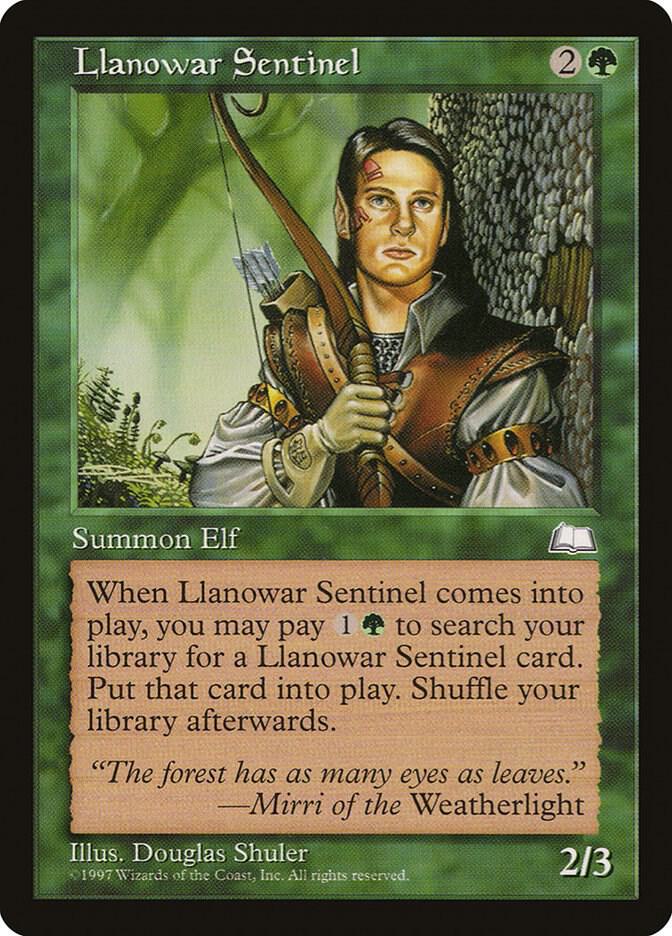 Llanowar Sentinel card from Weatherlight