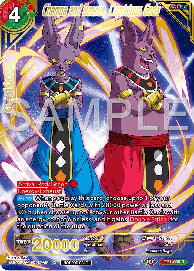 Champa and Beerus, Capricious Gods (Championship 2024 Finals Pack) (Gold Stamped) DB1-088 card from Tournament Promotion Cards