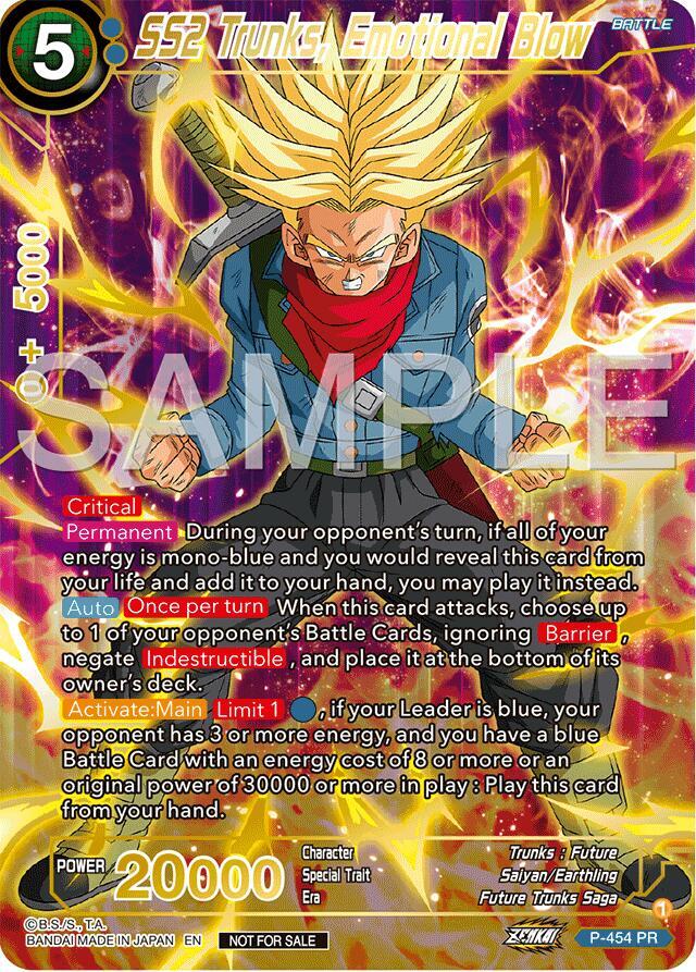 SS2 Trunks, Emotional Blow (Championship 2024 Finals Pack) (Gold Stamped) P-454 card from Tournament Promotion Cards