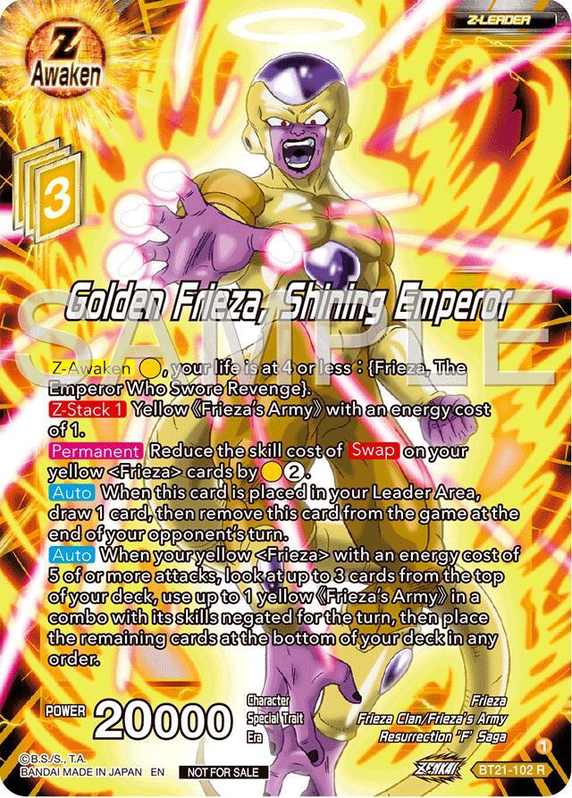 Golden Frieza, Shining Emperor (Championship 2024 Finals Zenkai Pack) BT21-102 card from Tournament Promotion Cards