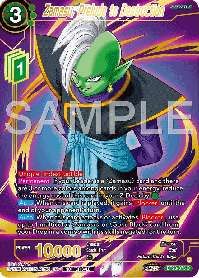 Zamasu, Prelude to Destruction (Championship 2024 Finals Zenkai Pack) (Gold Stamped) BT23-075 card from Tournament Promotion Cards