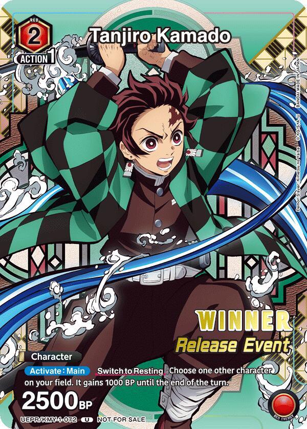 Tanjiro Kamado (Release Event Winner) UEPR/KMY-1-072 card from UE05BT: Demon Slayer: Kimetsu no Yaiba Release Event Cards