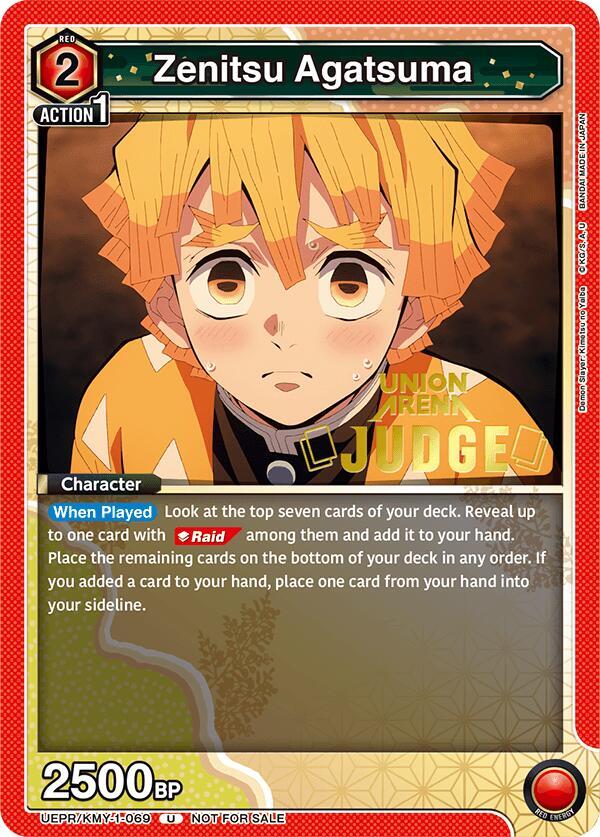 Zenitsu Agatsuma (Judge Pack) UEPR/KMY-1-069 card from Union Arena Promotion Cards