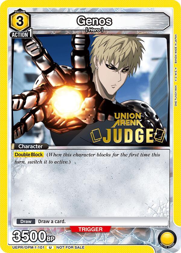 Genos (Judge Pack) UEPR/OPM-1-101 card from Union Arena Promotion Cards