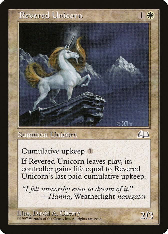 Revered Unicorn card from Weatherlight