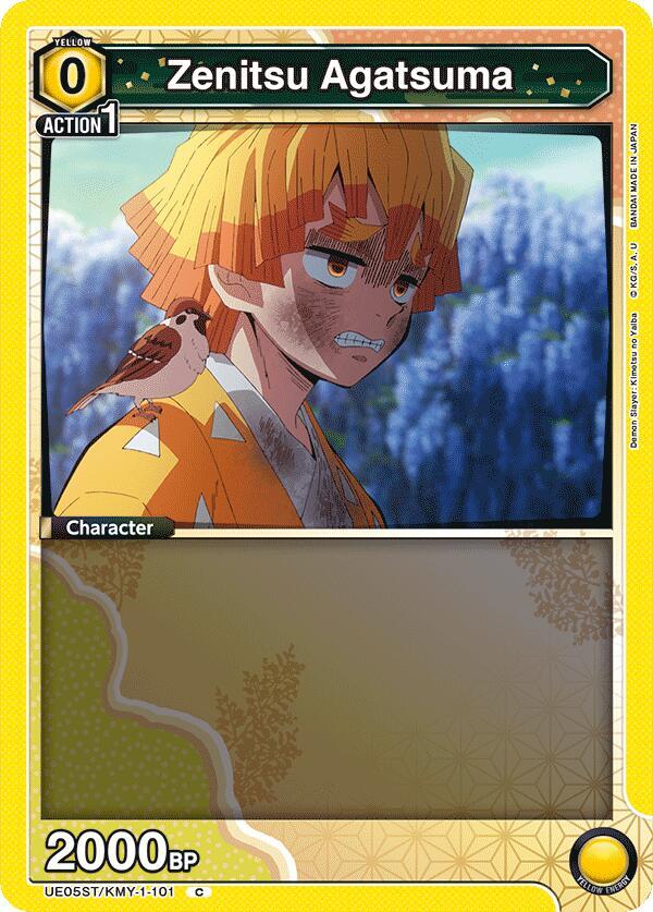 Zenitsu Agatsuma UE05ST/KMY-1-101 card from UE05ST: Demon Slayer: Kimetsu no Yaiba Starter Deck