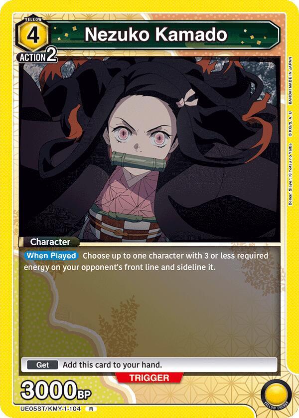Nezuko Kamado UE05ST/KMY-1-104 card from UE05ST: Demon Slayer: Kimetsu no Yaiba Starter Deck