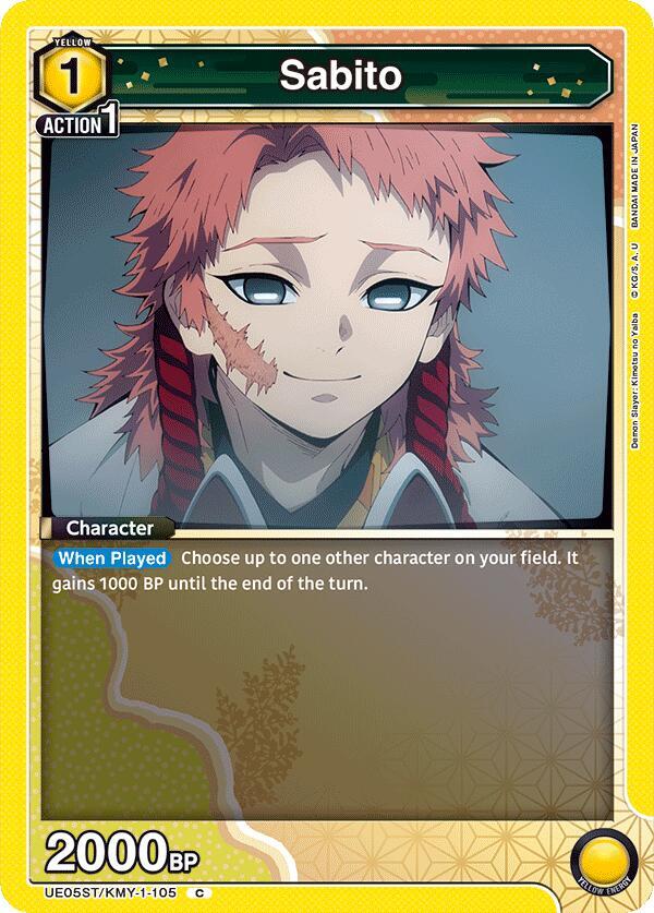 Sabito UE05ST/KMY-1-105 card from UE05ST: Demon Slayer: Kimetsu no Yaiba Starter Deck