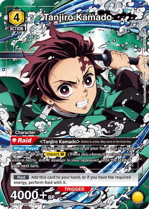 Tanjiro Kamado (SR*) UE05ST/KMY-1-103 card from UE05ST: Demon Slayer: Kimetsu no Yaiba Starter Deck