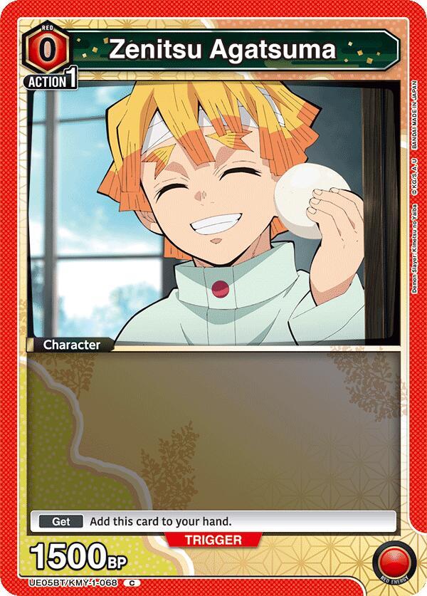 Zenitsu Agatsuma UE05BT/KMY-1-068 card from UE05BT: Demon Slayer: Kimetsu no Yaiba