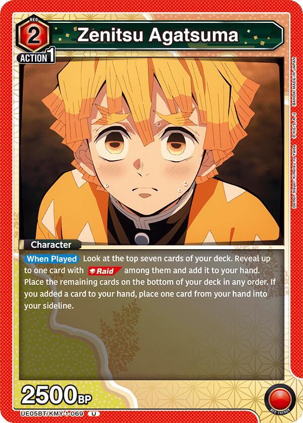 Zenitsu Agatsuma UE05BT/KMY-1-069 card from UE05BT: Demon Slayer: Kimetsu no Yaiba